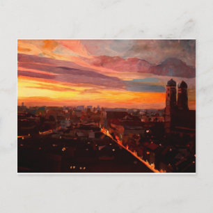 München Sunset with Church of Our Lady Briefkaart