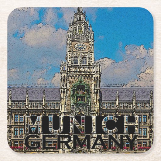 München Vierkante Kartonnen Onderzetter (Voorkant)