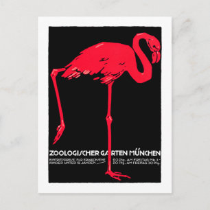 München Zoo Garden Flamingo Travel Art Briefkaart
