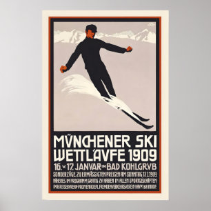Münchener Ski Garmisch-Partenkirchen Duitsland Poster