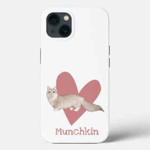 Munchkin Cat Waterverf Kat Roze hart iPhone 13 Hoesje