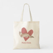 Munchkin Cat Waterverf Kat Roze hart Tote Bag (Achterkant)