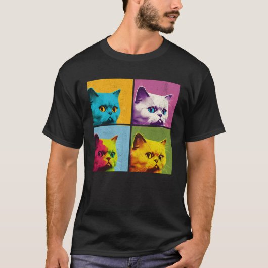 Munchkin Kat Pop Illustratie Kleurrijke Dierlijke T-shirt (Voorkant)