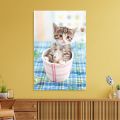 Münchkin Kitten met  lint Canvas Afdruk (Insitu (Woonkamer))