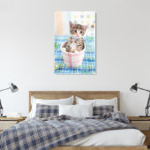 Münchkin Kitten met  lint Canvas Afdruk (Insitu (Slaapkamer))