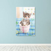 Münchkin Kitten met  lint Canvas Afdruk (Insitu (Houten vloer))