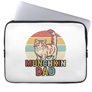 Munchkin Papa Retro Kattenliefhebber Vector T-shir Laptop Sleeve