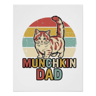 Munchkin Papa Retro Kattenliefhebber Vector T-shir Perfect Poster