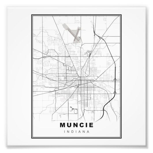 Muncie Kaart Foto Afdruk (Voorkant)