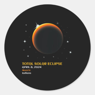 Muncie Solar Eclipse 2024 Totaal 8 april Ronde Sticker