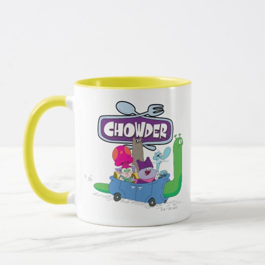 Mung, Chowder, Shnitzel en Truffels in nagelauto Mok (Links)