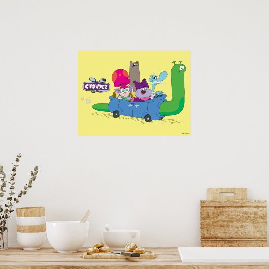Mung, Chowder, Shnitzel en Truffels in nagelauto Poster (Keuken)