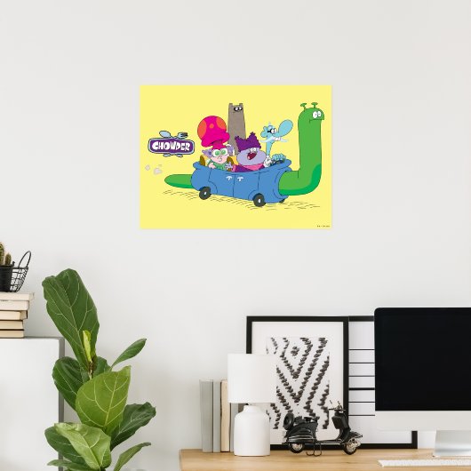 Mung, Chowder, Shnitzel en Truffels in nagelauto Poster (Thuiskantoor)