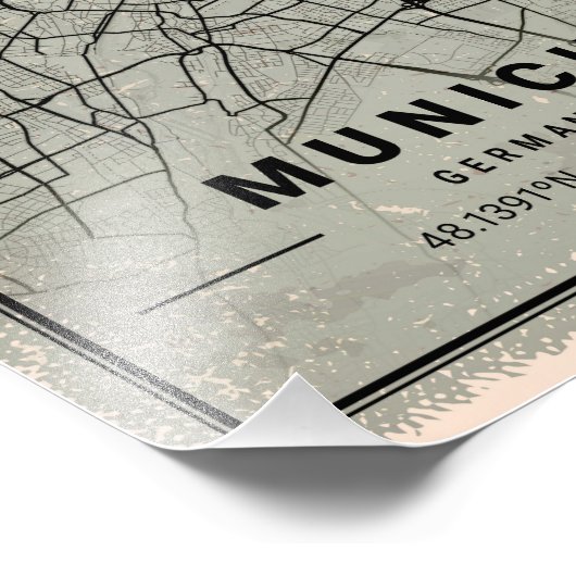 Munich germany map print poster canvas (Coin)