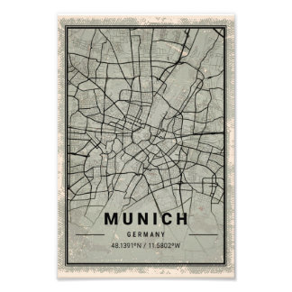 Munich germany map print poster canvas