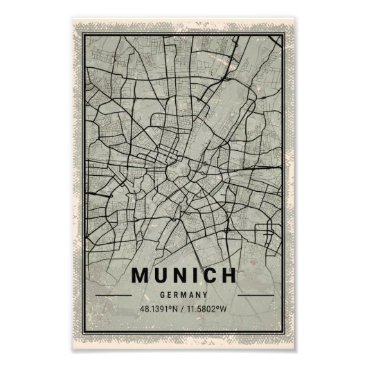 Munich germany map print poster canvas (Devant)