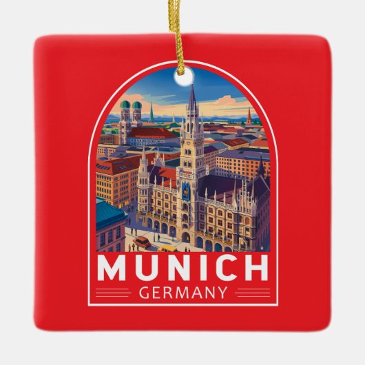 Munich Germany Travel Art Emblem Keramisch Ornament (Voorkant)