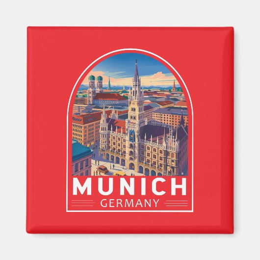 Munich Germany Travel Art Emblem Magneet (Voorkant)