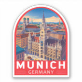 Munich Germany Travel Art Emblem Sticker (Voorkant)