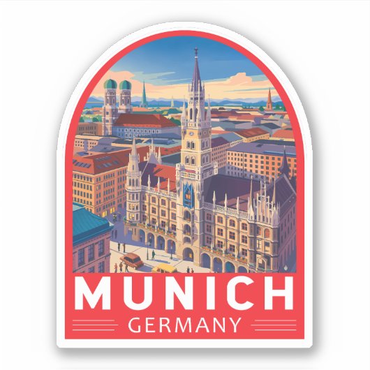 Munich Germany Travel Art Emblem Sticker (Voorkant)