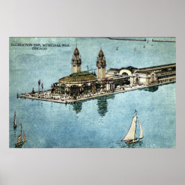 Municipal Pier Chicago Briefkaart 1925 Poster
