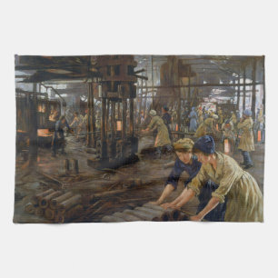 Munitiemeisjes 1918 in fabriek Eerste Wereldoorlog Theedoek