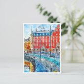 Munkbron Zweden vintage reizen waterverf Briefkaart (Staand voorkant)