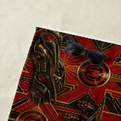 munkus/leonidas/ Serviette de plage rouge/Serviett (En situation)
