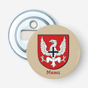 Munoz Heraldic Arms on Parchment Button Flesopener