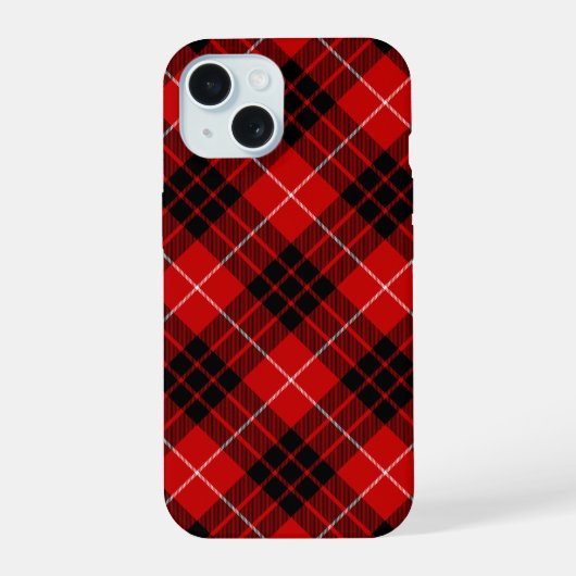 Munro tartan red black plaid iPhone 15 hoesje (Achterkant)