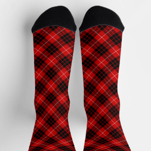 Munro tartan red black plaid sokken