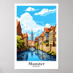 Munster Duitsland Kunst Vintage Reizen Illustratie Poster