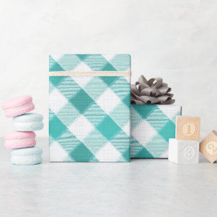 Munt Blau Frisse Gingham Bries Geruite Patroon Cadeaupapier