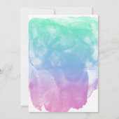 Munt Blauwe Paarse Waterverfwas Bruiloft Kaart (Achterkant)