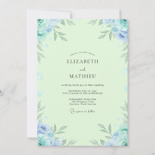 Munt Blauwgroene Gebladerte Eucalyptus Bruiloft Kaart