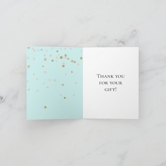 Munt Blozen Roze Goud Confetti Dank je Bedankkaart (Binnen)