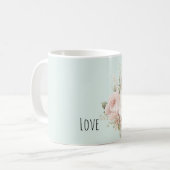 Munt Blozen Roze Witte Rozen Bloemig Koffiemok (Voorkant links)