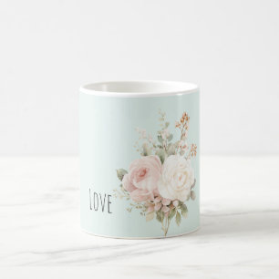 Munt Blozen Roze Witte Rozen Bloemig Koffiemok