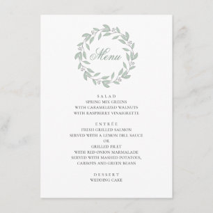 Munt botanische bruiloft. Elegant eenvoudig blad Menu