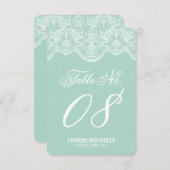 Munt Brokaat Kant Bruiloft Tafel Nummer Kaarten (Voorkant / Achterkant)