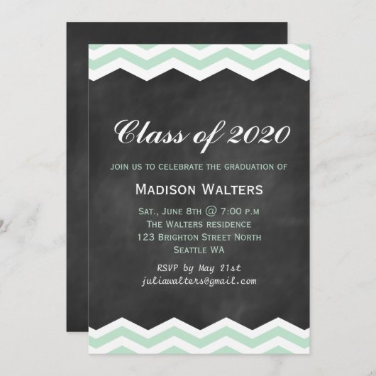 Munt Chevrons op de Uitnodiging van het Afstuderen (Voorkant / Achterkant)