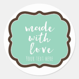 Munt & Chocolade Bruin Gemaakt Met Liefde Bakkerij Ronde Sticker