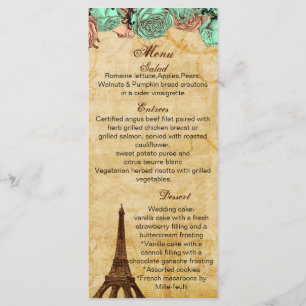 Munt  eiffeltoren Paris trouwmenkkaarten Menu