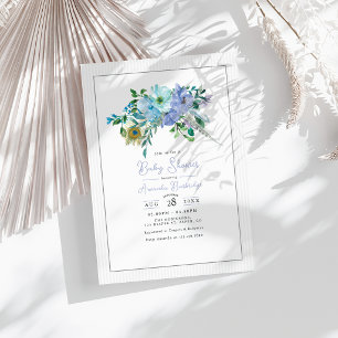 Munt- en blauwe waterverf Boho bloemenkinderfeestj Kaart