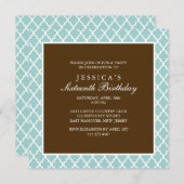 Munt en Bruin Elegant Quatrefoil Verjaardag Kaart (Voorkant / Achterkant)