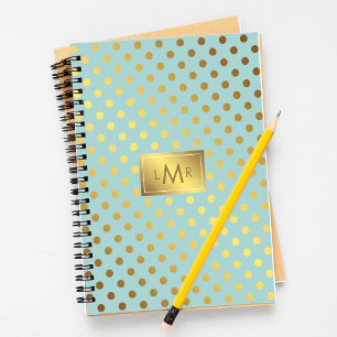 Munt en Faux Gouden Folie Polka Dots Monogrammed Notitieboek
