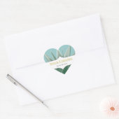 Munt en Geel Succulent Wedding Hart Sticker (Envelop)
