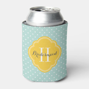 Munt en Gele Polka Dots Monogram Blikjeskoeler
