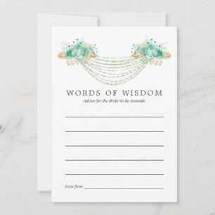 Munt en Goud Bloemen String Lights Bruidsadvies Advieskaart