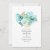 Munt en Goud Waterverf Bloemenbruiloft Kaart (Voorkant)